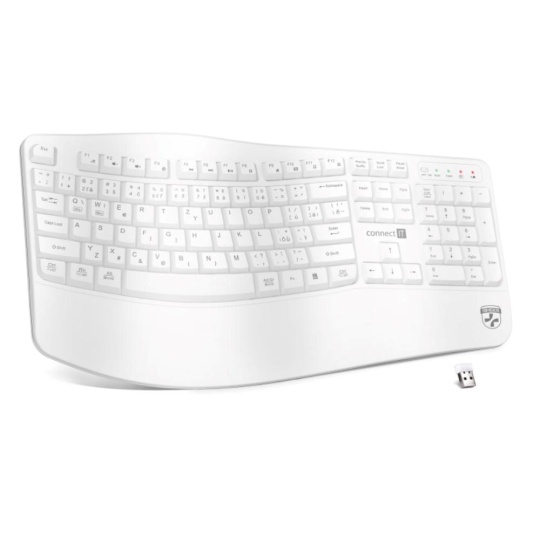 CONNECT IT FOR HEALTH Ergonomická klávesnice ErgoOffice, Bezdrátová, CZ+SK, bílá CONNECT IT FOR HEALTH Ergonomická klávesnice ErgoOffice, Bezdrátová, CZ+SK, bílá