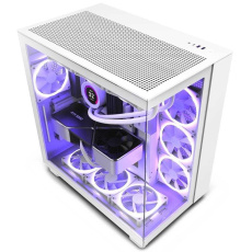 NZXT skříň H9 Flow dvoukomorová ATX / 4x120mm fan / až 10xfan / perforovaný top / proskl. bočnice, front / bílá NZXT skříň H9 Flow dvoukomorová ATX / 4x120mm fan / až 10xfan / perforovaný top / proskl. bočnice, front / bílá