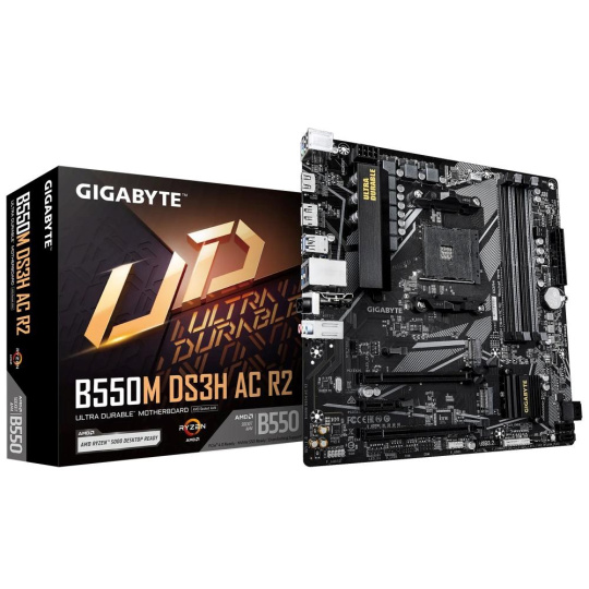 GIGABYTE MB Sc AM4 B550M DS3H AC R2, AMD B550, 4xDDR5, DP, HDMI, mATX