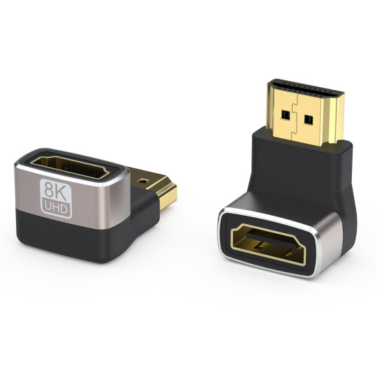 PREMIUMCORD Adaptér spojka 8K HDMI A - HDMI A, F/M, zahnutá do pravého úhlu 90°