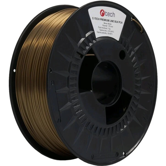 C-TECH Tisková struna (filament) PREMIUM LINE, Silk PLA, bronz, 1,75mm, 1kg