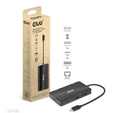 BAZAR Club3D Dokovací stanice USB Gen2 Type-C na Dual DisplayPort 4k60Hz 7-in-1 Portable Dock - ROZBALENO