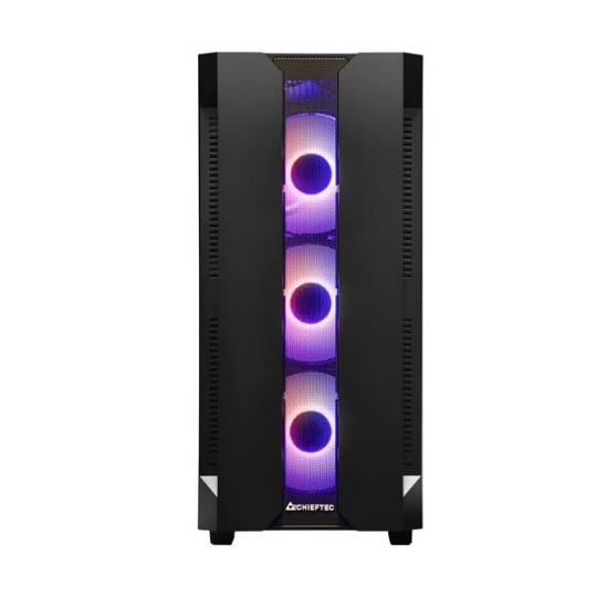 CHIEFTEC Miditower Gaming HUNTER, čierny, 4x RGB Rainbow Fan, 2 x USB 3.0, bočné sklo