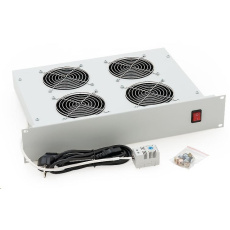 Ventilačná jednotka TRITON 19", 4 ventilátory.-230V/140W, termostat., čierna, medzi komponentmi