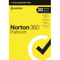 NORTON 360 PLATINUM 100 GB +VPN 1 používateľ pre 20 zariadení na 1 rok ESD