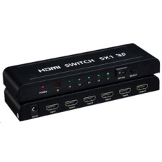 PREMIUMCORD HDMI prepínač 5:1 kovový s diaľkovým ovládaním a napájacím adaptérom PREMIUMCORD HDMI prepínač 5:1 kovový s diaľkovým ovládaním a napájacím adaptérom