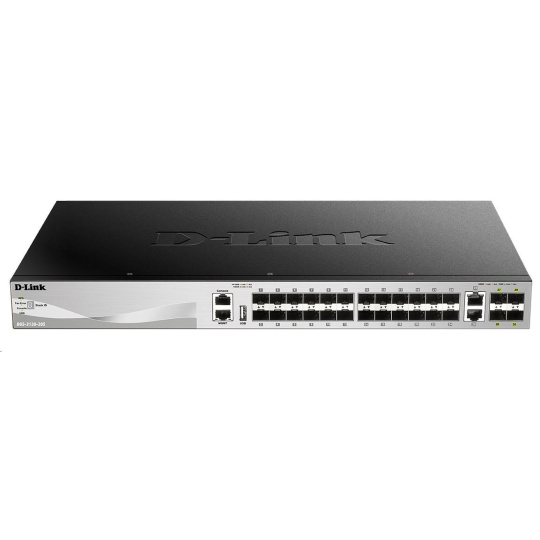 D-Link DGS-3130-30S/SI L3 Stohovateľný spravovaný gigabitový prepínač, 24x SFP, 2x 10GBASE-T, 4x SFP+