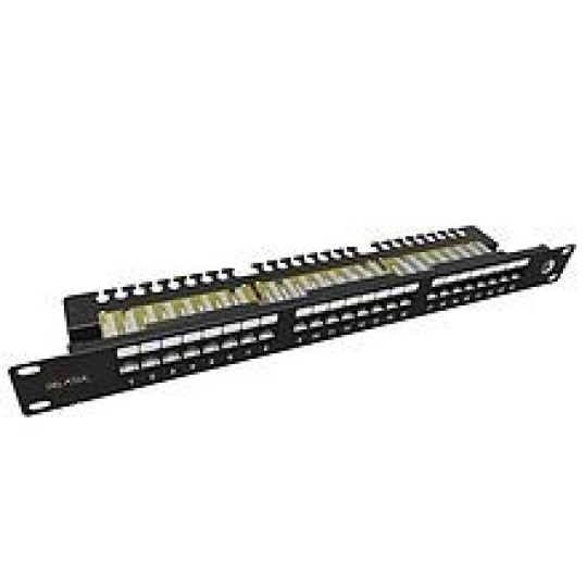 Solarix Patch panel 24 x RJ45 CAT6 UTP s prepojovacou lištou 1U SX24L-6-UTP-BK-N