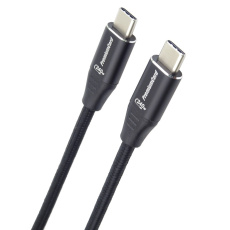 PREMIUMCORD Kabel USB-C M/M, 240W 480Mbps černý bavlněný oplet, 1,5m