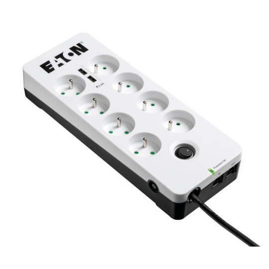 Eaton Protection Box 8 Tel@ USB FR, prepäťová ochrana, 8 zásuviek, 2x USB nabíjačka, 1m
