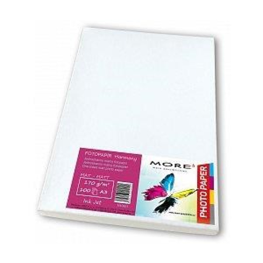 Fotopapír 170g, A3 matný, bílý, 100 listů, inkjet