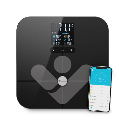 TrueLife FitScale W7 BT - Bioelektrická impedanční bluetooth váha - černá