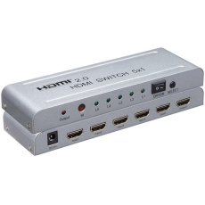 PremiumCord 4Kx2K@60Hz HDMI prepínač 5:1 kovový s diaľkovým ovládaním a napájacím adaptérom PremiumCord 4Kx2K@60Hz HDMI prepínač 5:1 kovový s diaľkovým ovládaním a napájacím adaptérom