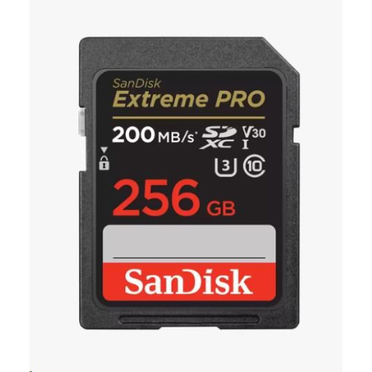 Karta SanDisk SDXC 256 GB Extreme PRO (200 MB/s triedy 10, UHS-I U3 V30)