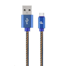 GEMBIRD CABLEXPERT USB 2.0 Kábel AM na typ C (AM/CM), 2 m, opletený, džínsy, blister, PREMIUM KVALITA GEMBIRD CABLEXPERT USB 2.0 Kábel AM na typ C (AM/CM), 2 m, opletený, džínsy, blister, PREMIUM KVALITA