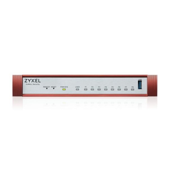 Zyxel USG FLEX100 H Series, 7 Gigabit user-definable ports, 1*1G PoE+, 1*USB (device only)