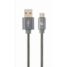 GEMBIRD CABLEXPERT USB 2.0 Kábel AM na typ C (AM/CM), 2 m, kovová špirála, sivý, blister, PREMIUM QUALITY GEMBIRD CABLEXPERT USB 2.0 Kábel AM na typ C (AM/CM), 2 m, kovová špirála, sivý, blister, PREMIUM QUALITY