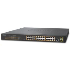 Planet GS-4210-24P2S PoE+ switch 24x 10/100/1000Base-T, 802.3at do 300W, VLAN, SNMP/WEB