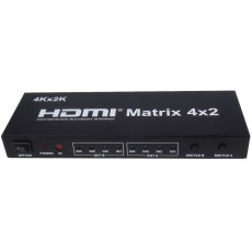 PremiumCord HDMI maticový prepínač 4:2, so zvukom, rozlíšenie 4Kx2K PremiumCord HDMI maticový prepínač 4:2, so zvukom, rozlíšenie 4Kx2K