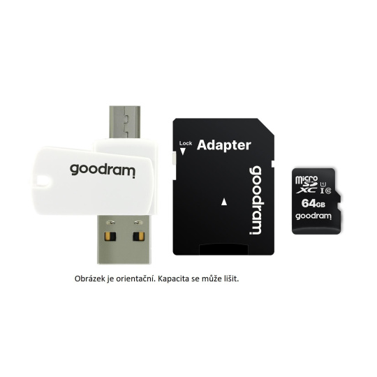 Karta GOODRAM microSDXC 128GB M1A4 All-in-one (R:100/W:10 MB/s), UHS-I Class 10, U1 + adaptér + čítačka/prečítačka kariet OTG