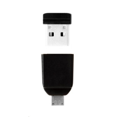 VERBATIM Flash disk 16 GB Store 'n' Stay NANO + adaptér micro USB OTG, USB 2.0, čierna