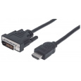 MANHATTAN HDMI samec na DVI-D 24+1 samec, dvojlinkové prepojenie, čierna farba, 1,8 m