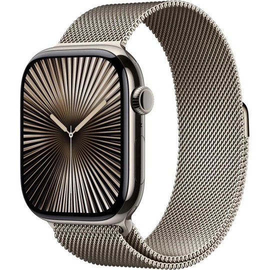 Apple Watch Series 10 GPS + Cellular 42mm Natural Titanium Case with Natural Milanese Loop Apple Watch Series 10 GPS + Cellular 42mm Natural Titanium Case with Natural Milanese Loop