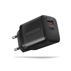 AXAGON ACU-PQ30 Sil nabíjačka 30W, 2x port (USB-A + USB-C), PD3.0/PPS/QC4+/SFC/AFC/Apple, čierna