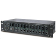Planet MC-1500R, 15 slotů pro media konverotry, 19"/2,5U, napájení AC 230V, možno dokoupit DC 48V zdroj (redundance)
