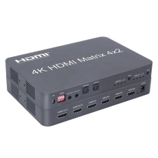 PremiumCord HDMI maticový prepínač 4:2 so zvukom, rozlíšenie 4Kx2K PremiumCord HDMI maticový prepínač 4:2 so zvukom, rozlíšenie 4Kx2K