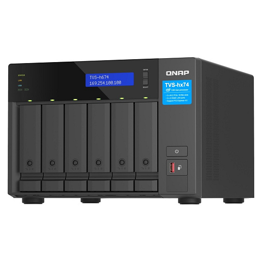 QNAP TVS-h474-i3-8G (4C/i3-12100/4,3GHz/8GBRAM/4xSATA/2x2,5GbE/2xM.2/3xUSB3.2/1xHDMI/2xPCIe)