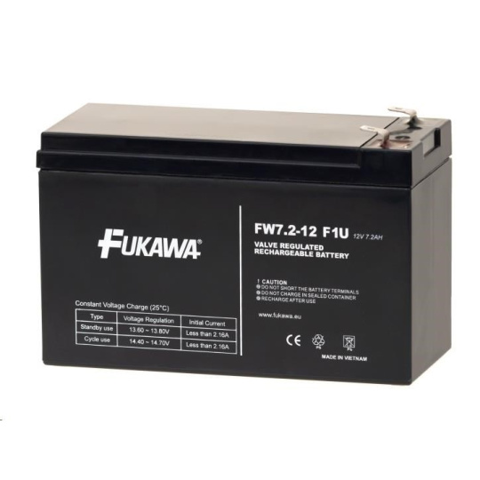 Batéria - FUKAWA FW 7,2-12 F1U (12V/7,2 Ah - Faston 187), konektor - 4.8 mm, životnosť 5 rokov