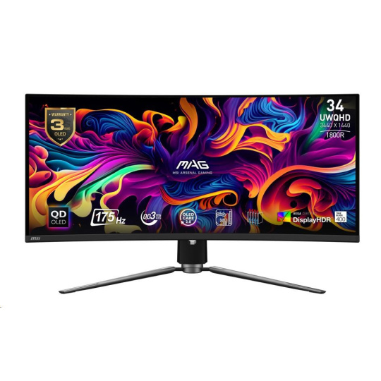 MSI LCD MAG 341CQP QD-OLED, 34", 3440x1440, QD-OLED, 0,03ms, VESA 100x100, Black MSI LCD MAG 341CQP QD-OLED, 34", 3440x1440, QD-OLED, 0,03ms, VESA 100x100, Black