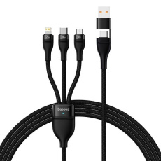 Baseus USB/USB-C kabel 3v1 Flash Series 2, USB-C + micro USB + Lightning, 100 W, 1,2 m, černá Baseus USB/USB-C kabel 3v1 Flash Series 2, USB-C + micro USB + Lightning, 100 W, 1,2 m, černá