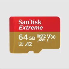 Karta SanDisk micro SDXC 64GB Extreme (170 MB/s Class 10, UHS-I U3 V30) + adaptér Karta SanDisk micro SDXC 64GB Extreme (170 MB/s Class 10, UHS-I U3 V30) + adaptér