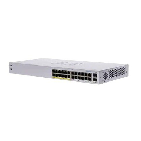 Cisco switch CBS110-24PP (24xGbE, 2xGbE/SFP combo, 12xPoE+, 100W, fanless) - REFRESH