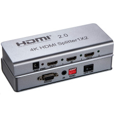 PremiumCord HDMI 2.0 rozdeľovač 1-2 porty, 4K x 2K/60Hz, FULL HD, 3D