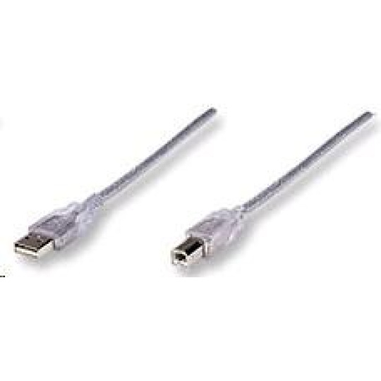 MANHATTAN USB kábel 2.0 Kábel A-B 3 m (strieborný)