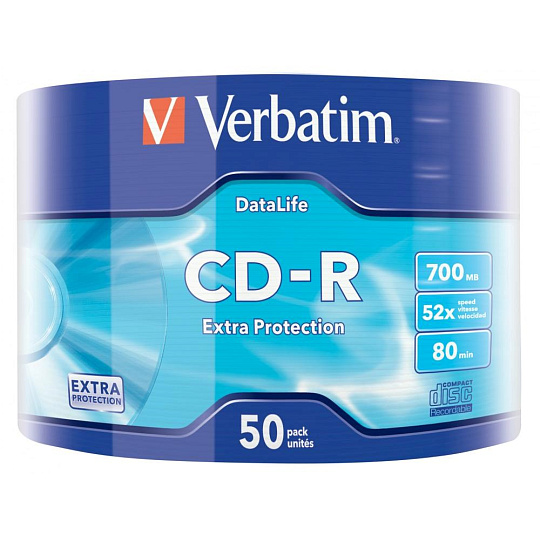 VERBATIM CD-R (50-pack)Wrap/Extra Protection/52x/700MB VERBATIM CD-R (50-pack)Wrap/Extra Protection/52x/700MB