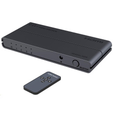 PREMIUMCORD Prepínač HDMI 4:1 s podporou 4Kx2K@60Hz, 1080P, HDR, tlačidlovým ovládaním a diaľkovým ovládaním PREMIUMCORD Prepínač HDMI 4:1 s podporou 4Kx2K@60Hz, 1080P, HDR, tlačidlovým ovládaním a diaľkovým ovládaním
