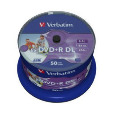VERBATIM DVD+R(50-pack)DoubleLayer/Spindle/8X/8.5 GB/tlačiteľné/bez identifikátora VERBATIM DVD+R(50-pack)DoubleLayer/Spindle/8X/8.5 GB/tlačiteľné/bez identifikátora