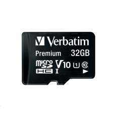 Karta VERBATIM MicroSDHC 32GB Premium, U1 + SD adaptér