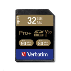 Karta VERBATIM SDHC 32GB PRO+ Class 10, UHS-1 (R:90/W:80 MB/s)