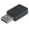 Adaptér Manhattan USB, USB-C 2.0 samica na USB-A samec, čierna