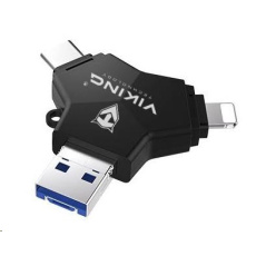 USB Flash disk Viking 3.0 4v1 s konektorom Lightning/Micro USB/USB/USB-C, 32 GB, čierna