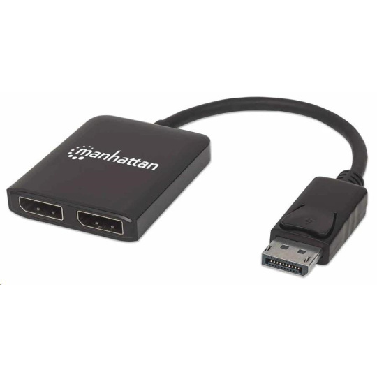 Manhattan Hub, MST hub, DisplayPort na duálny DisplayPort (M/F), 4K@30Hz, čierny