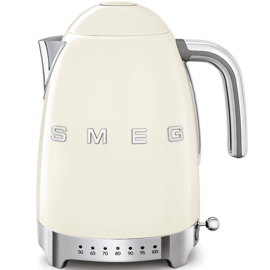 Smeg KLF04CREU rychlovarná konvice, 1,7 l (7 šálků), 2400 W, styl 50. let, řízení teploty, 7 programů, krémová