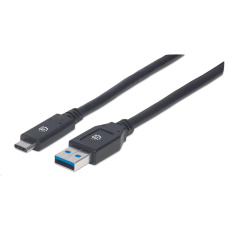 MANHATTAN SuperSpeed kábel USB-C na USB, 3 m, čierny