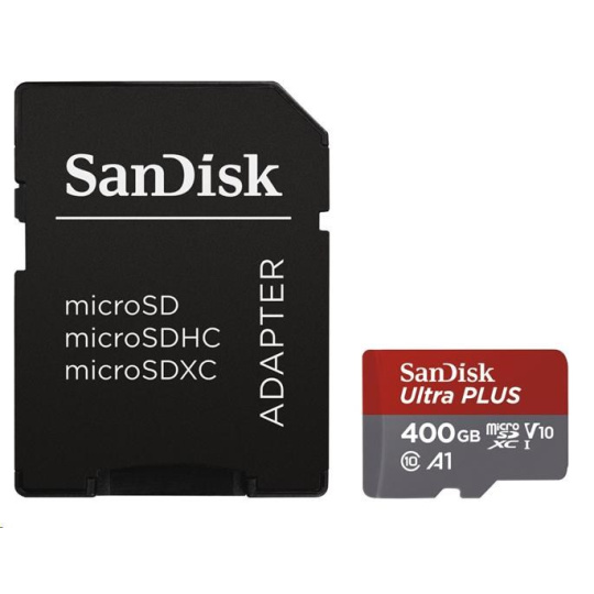 Karta SanDisk MicroSDXC 400 GB Ultra (100 MB/s, A1 Class 10 UHS-I, Android) + adaptér