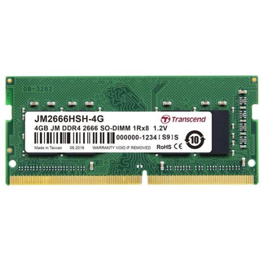 SODIMM DDR4 4GB 2666MHz TRANSCEND 1Rx8 512Mx8 CL19 1.2V